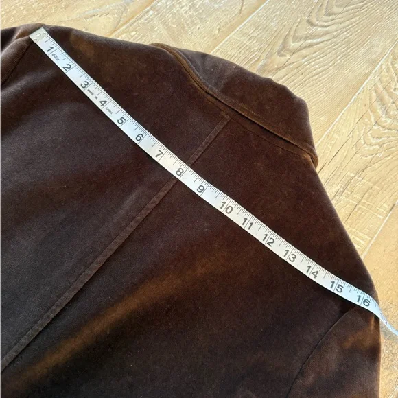 Vintage Prague Brown Velvet Belted Blazer Jacket - Women L - Picture 10 of 10